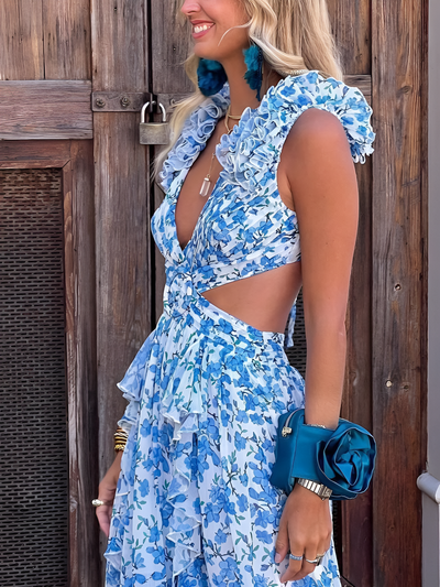 Selene - Elegant Ruffle Maxi Dress
