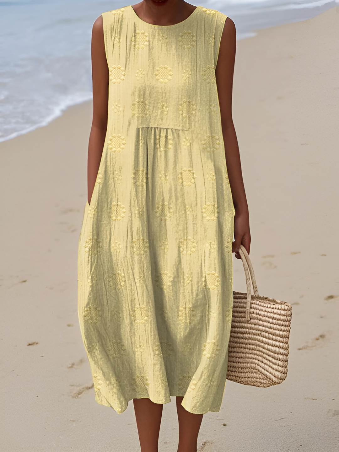 Keyla- Elegant Sleeveless Cotton Pocket Dress