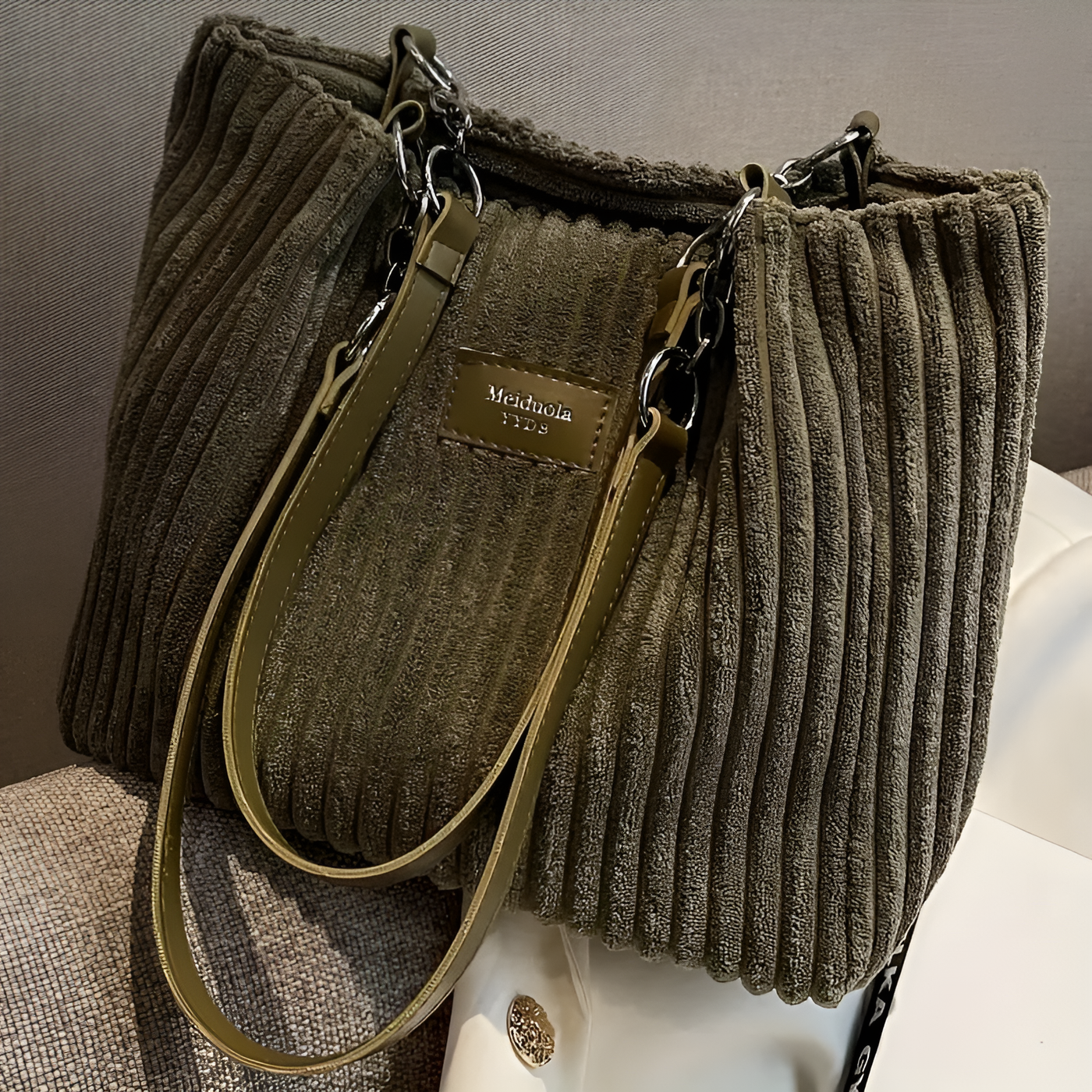 Lidia - Elegant Corduroy Tote Bag