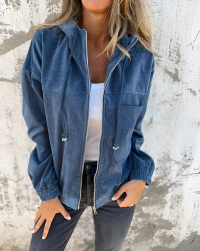 Ella - Corduroy Zip-Up Hooded Jacket