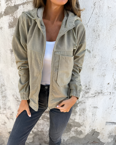 Ella - Corduroy Zip-Up Hooded Jacket