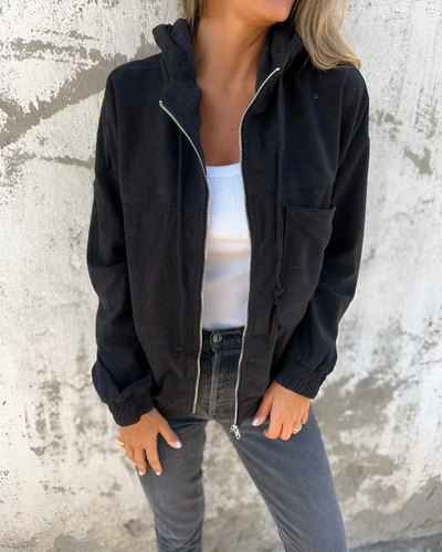 Ella - Corduroy Zip-Up Hooded Jacket