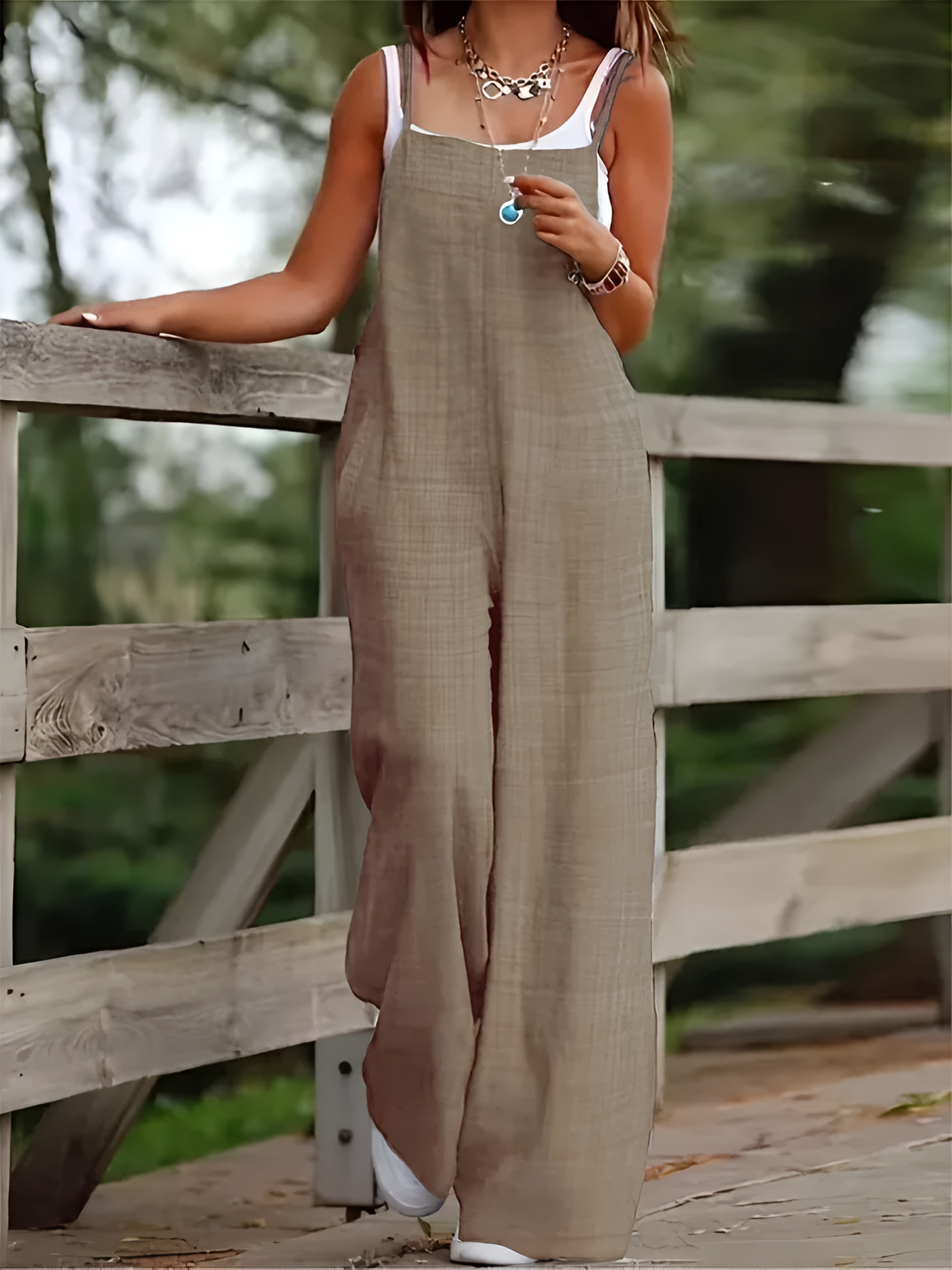 Elodie - Casual Wide Leg Overalls With Pockets
