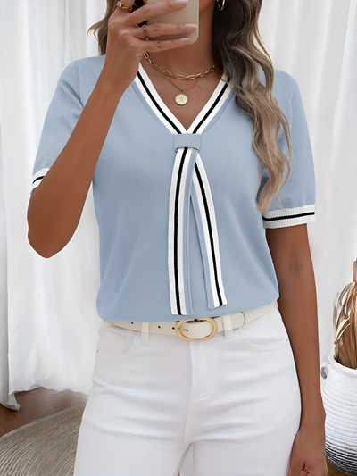 Bethy - Elegant V-Neck Knit Top