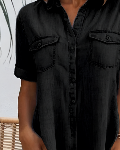 Romy - Short Sleeve Button Denim Dress