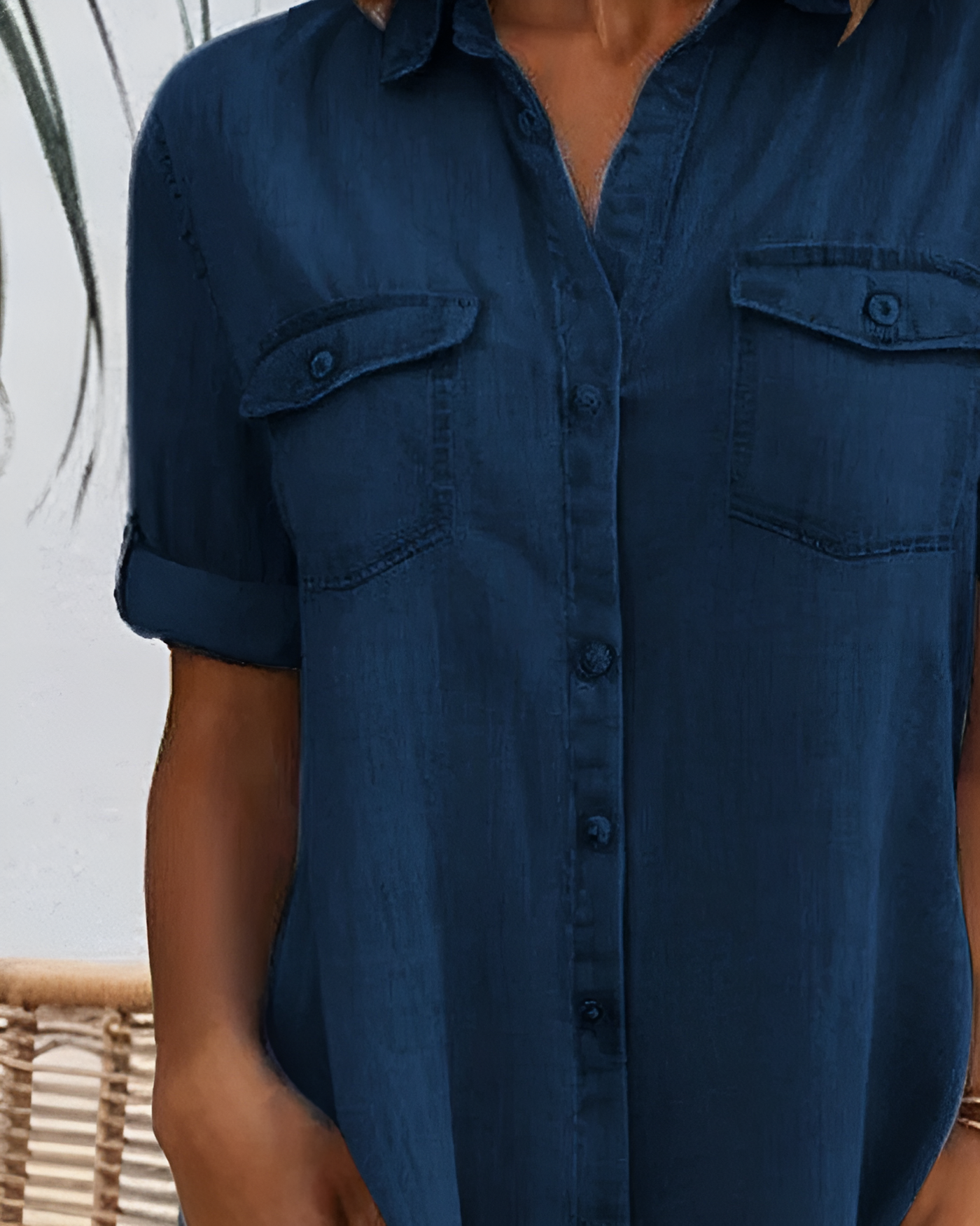 Romy - Short Sleeve Button Denim Dress