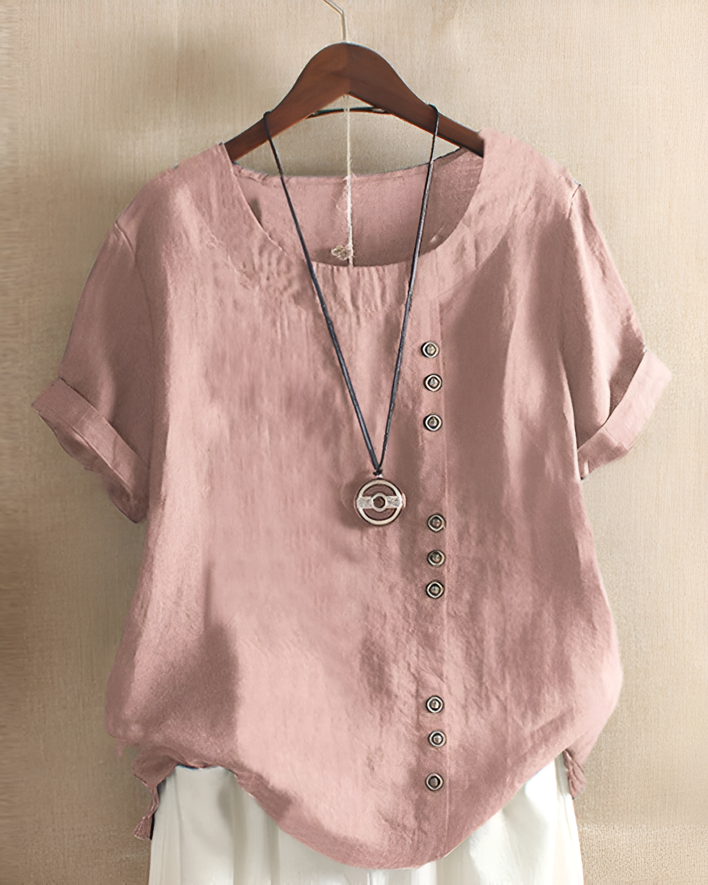 Kylie - Short-Sleeved Blouse with Round Neck