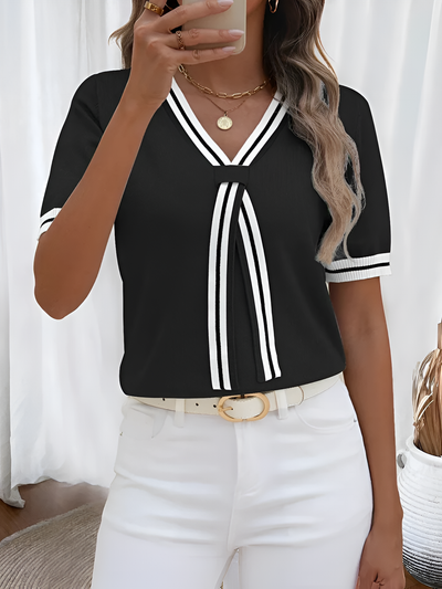 Bethy - Elegant V-Neck Knit Top