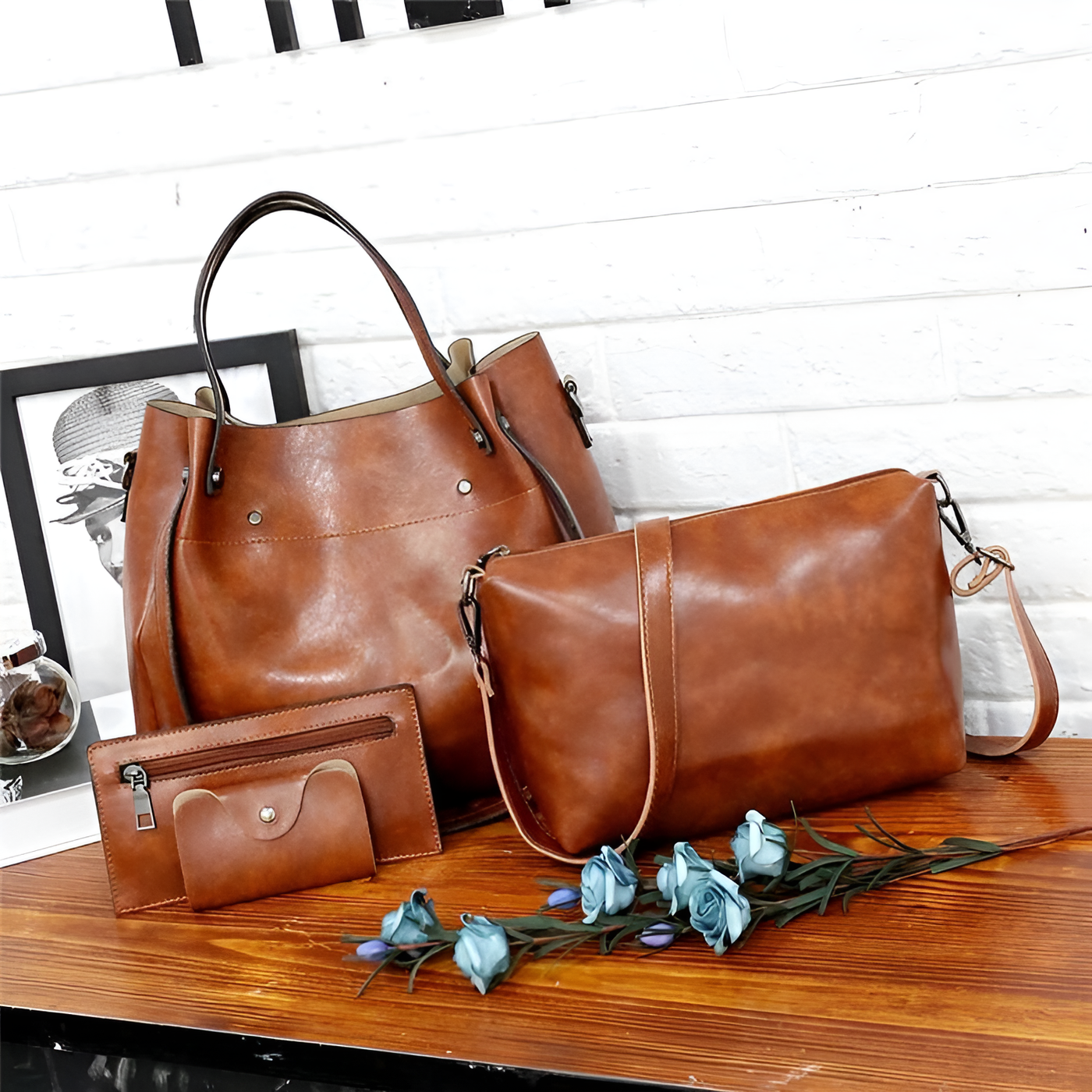 Katie - Vintage 4-Piece Leather Bag Set