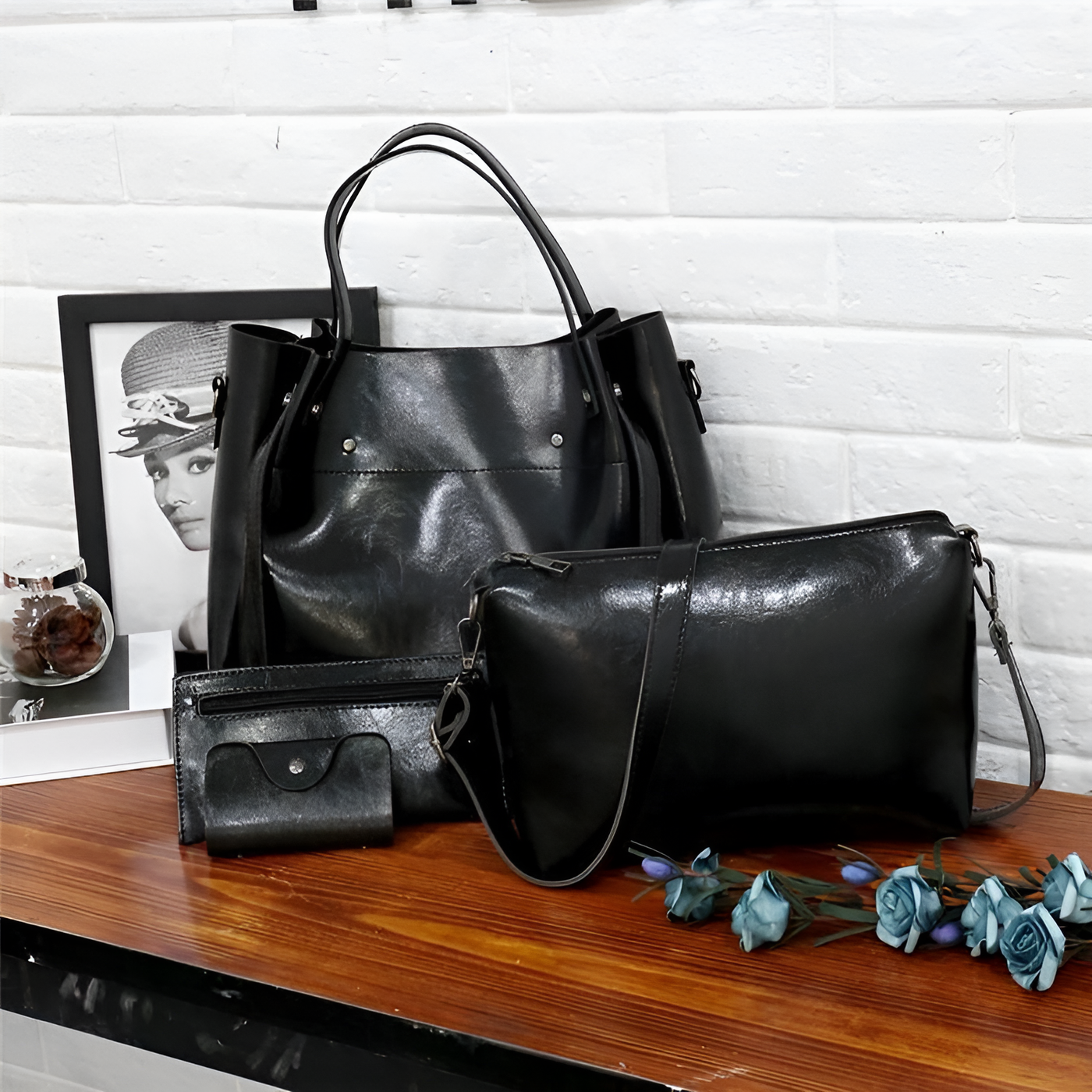 Katie - Vintage 4-Piece Leather Bag Set