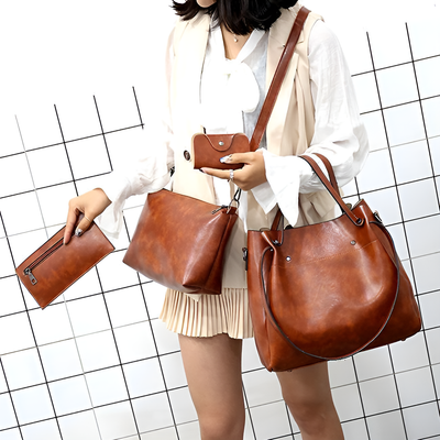Katie - Vintage 4-Piece Leather Bag Set