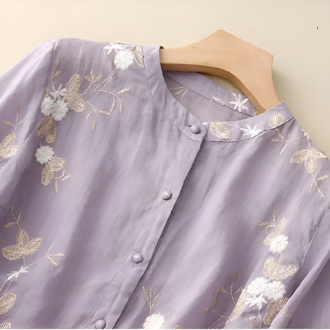 Emily - Elegant Top with Embroidered Flowers