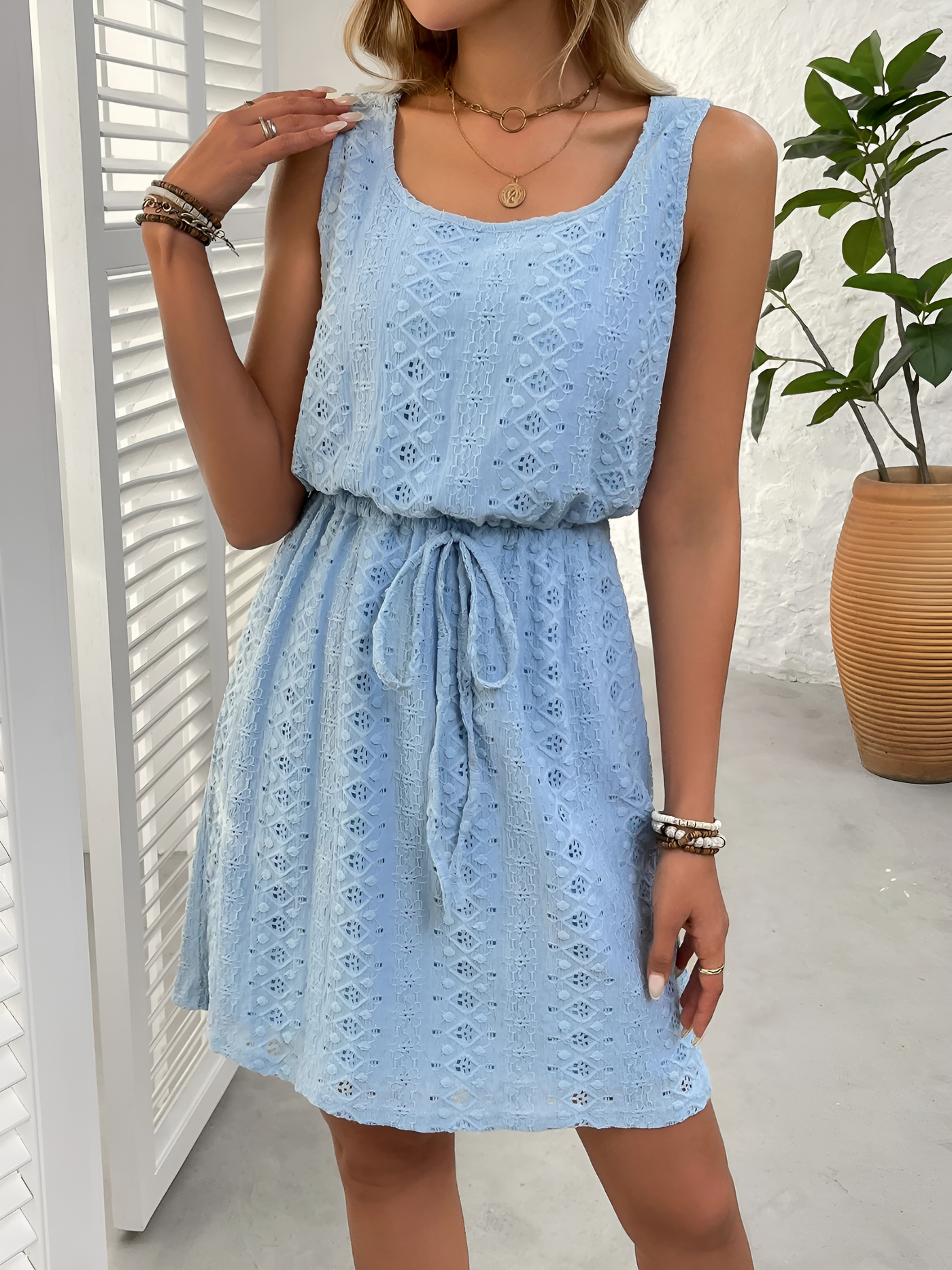 Skylar - Eyelet Drawstring Dress
