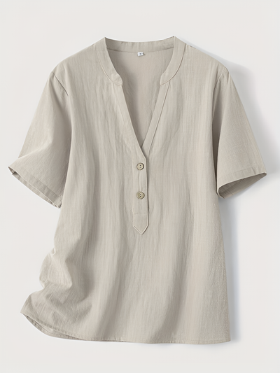 Megan - Fashionable V-neck And Short Sleeve Blouse