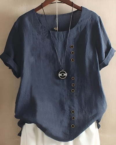 Kylie - Short-Sleeved Blouse with Round Neck