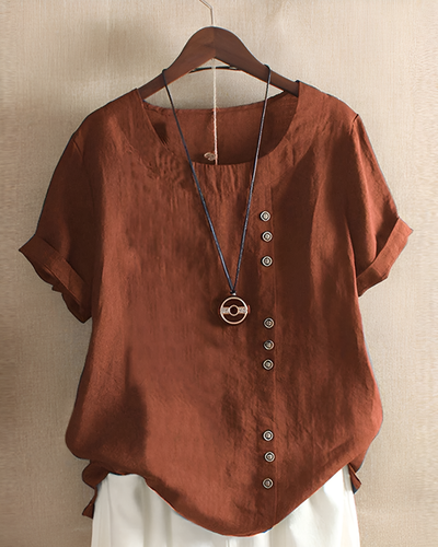 Kylie - Short-Sleeved Blouse with Round Neck