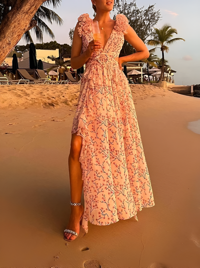 Selene - Elegant Ruffle Maxi Dress