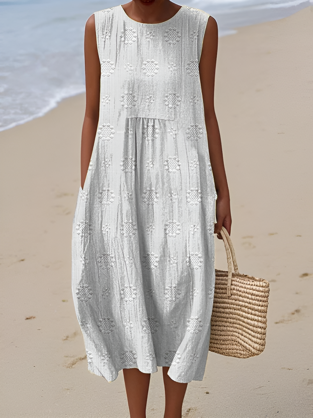 Keyla- Elegant Sleeveless Cotton Pocket Dress
