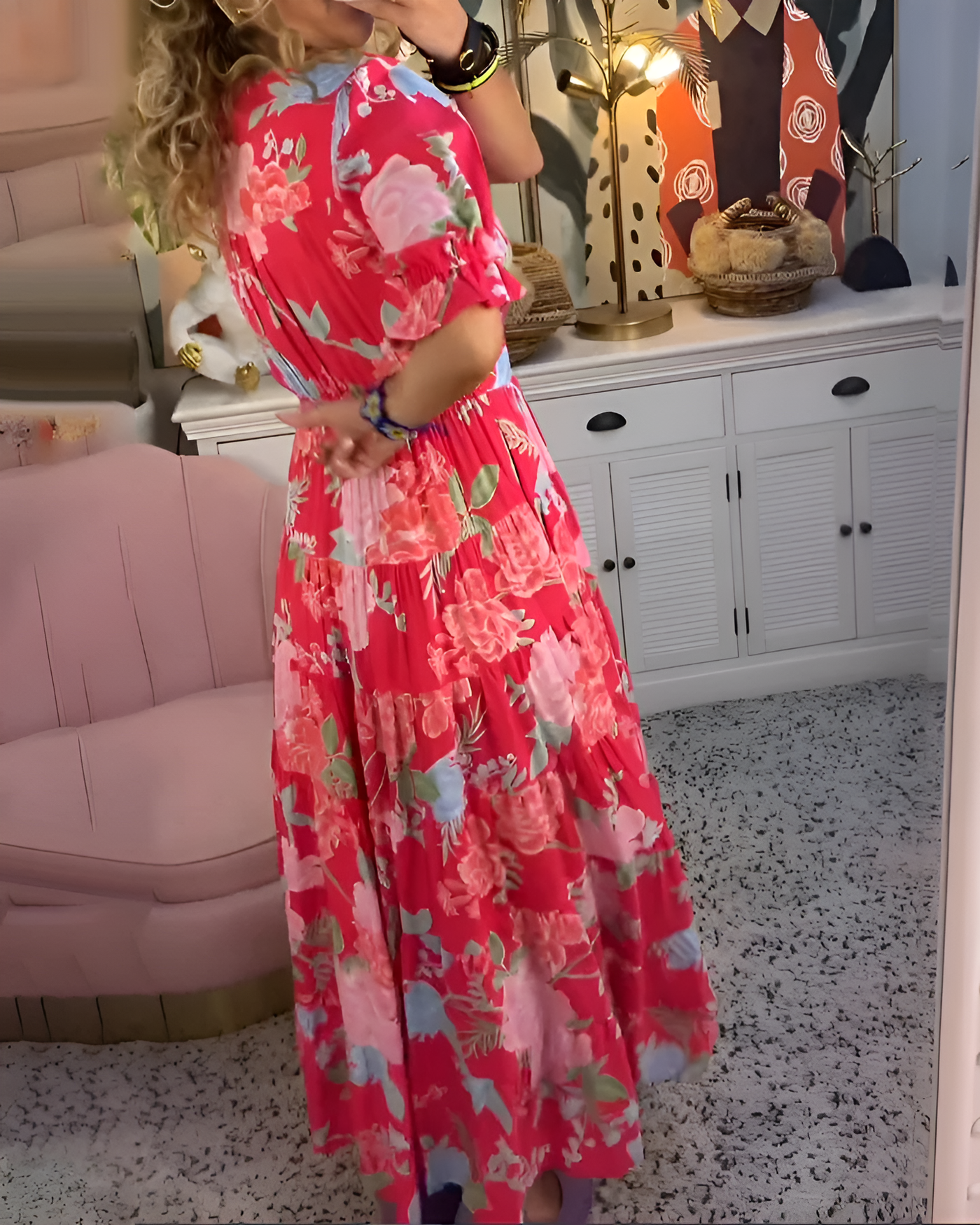 Laura - Floral Print V-neck Pocket Dress
