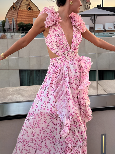 Selene - Elegant Ruffle Maxi Dress