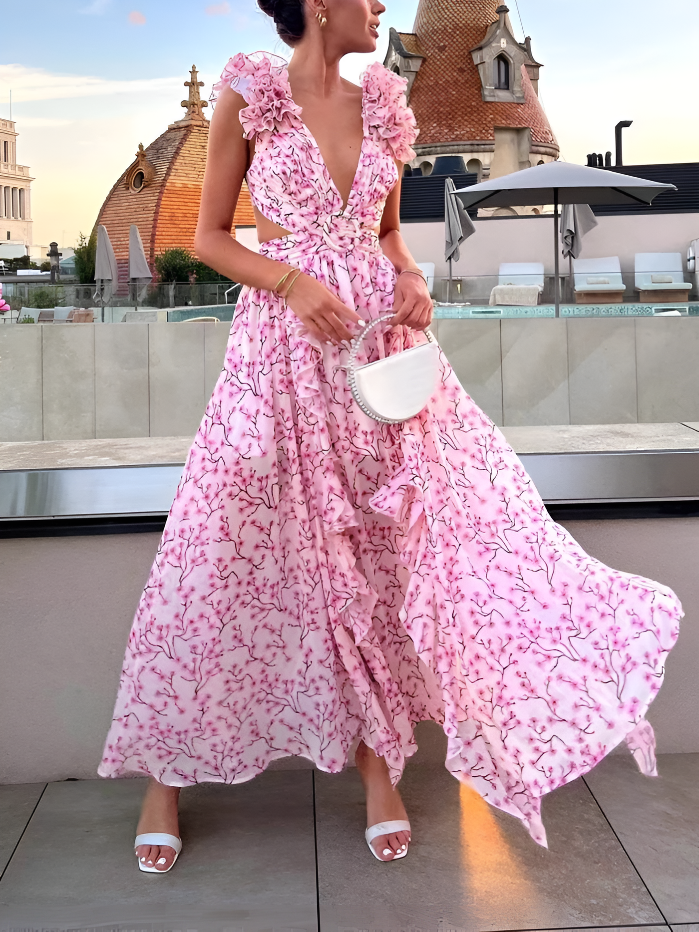 Selene - Elegant Ruffle Maxi Dress