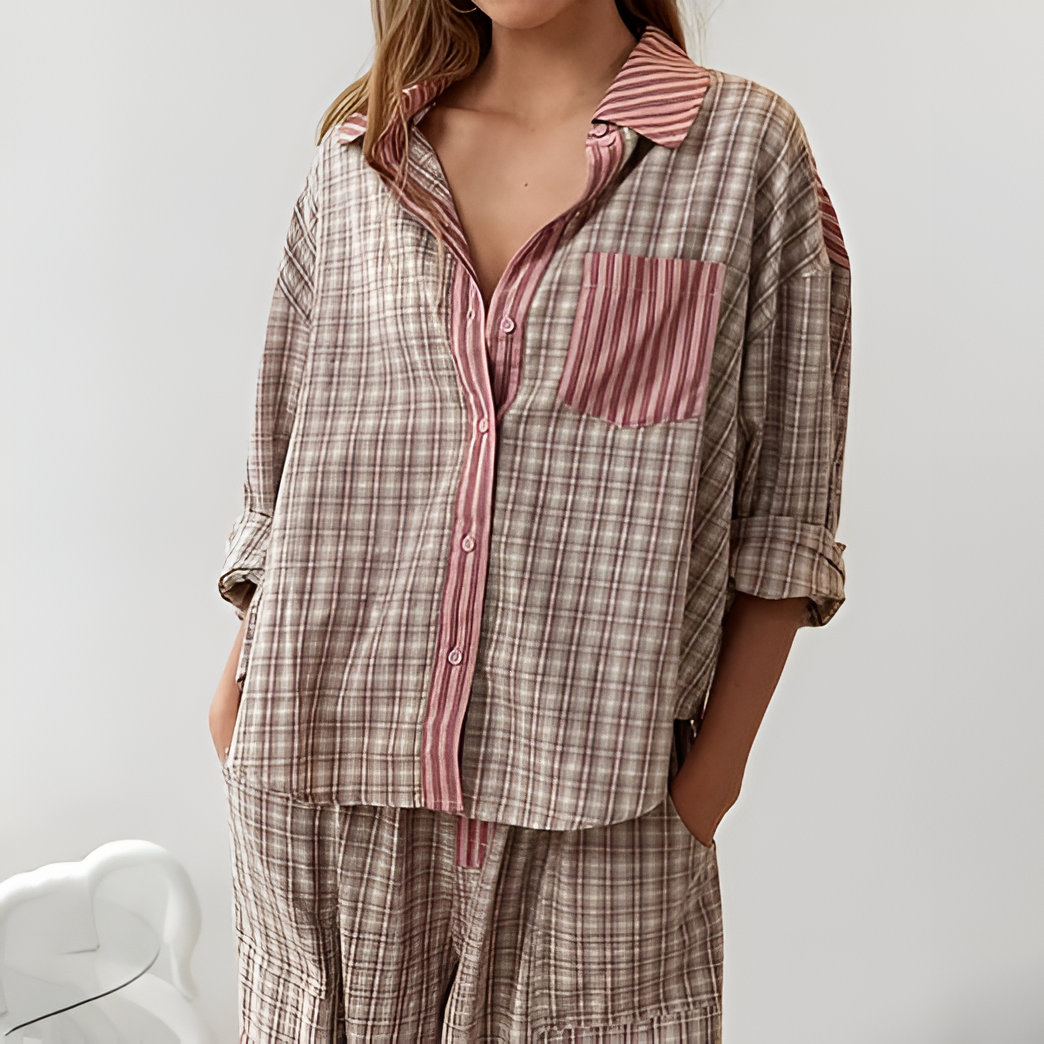 Ruby - Two-Piece Checked Pajama Set