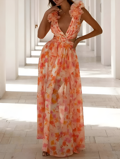 Selene - Elegant Ruffle Maxi Dress
