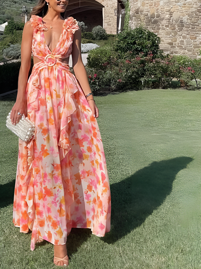 Selene - Elegant Ruffle Maxi Dress