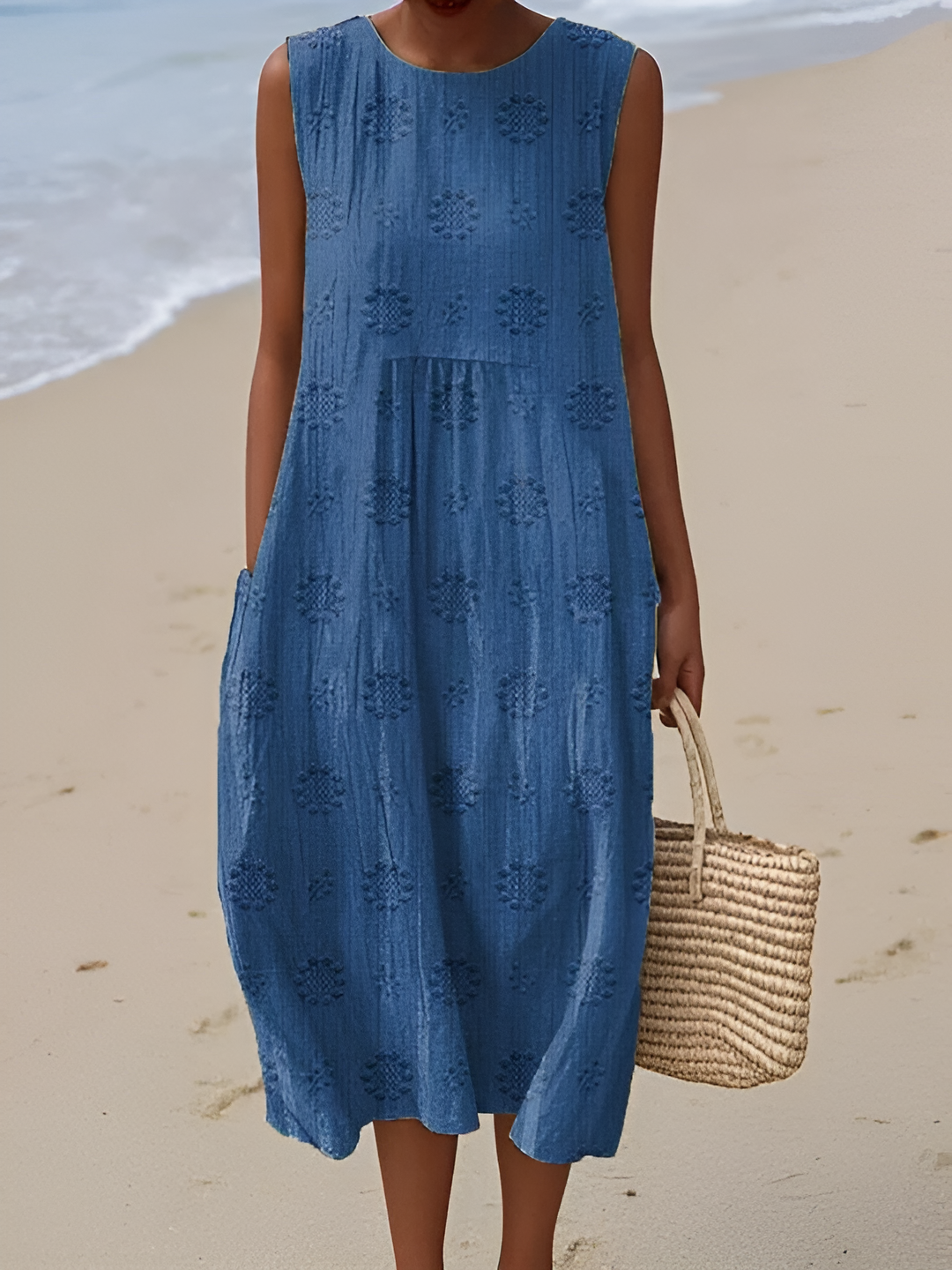 Keyla- Elegant Sleeveless Cotton Pocket Dress