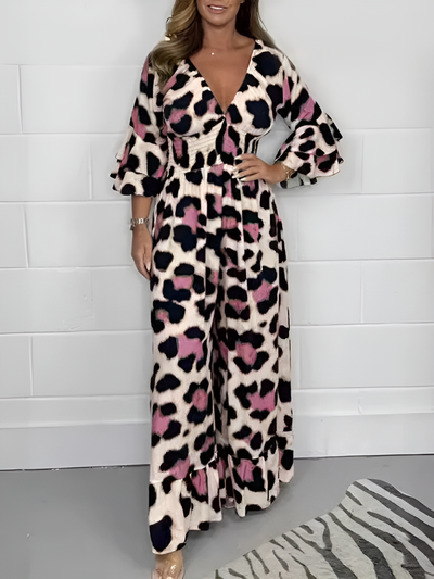 Mira - Leopard V-Neck Jumpsuit
