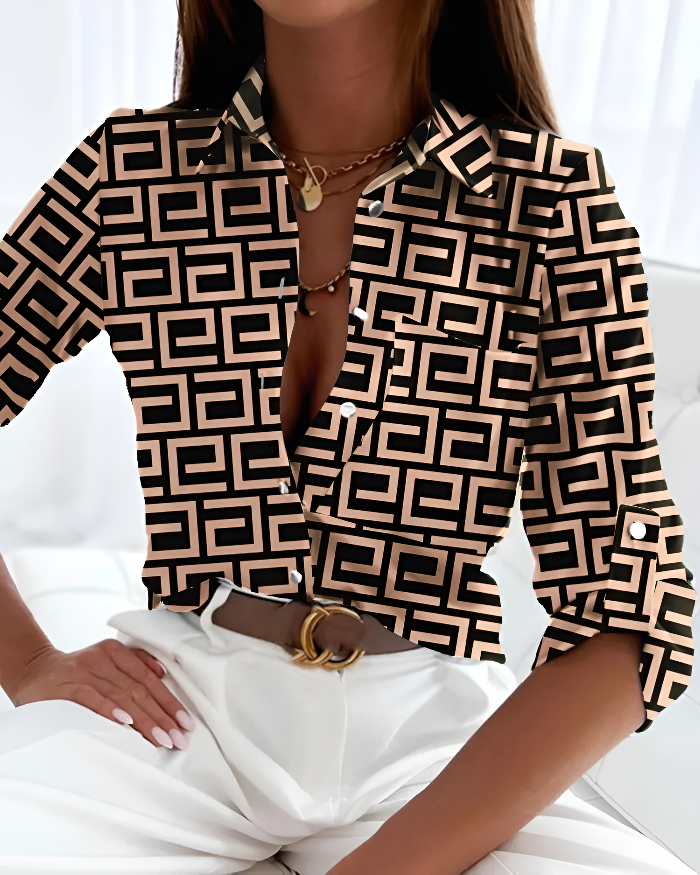 Laura - Elegant Blouse with Artistic Print