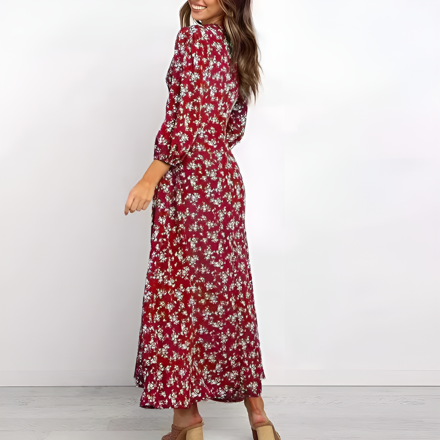 Oaklyn - Bohemian Floral Print Long Dress