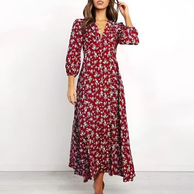 Oaklyn - Bohemian Floral Print Long Dress