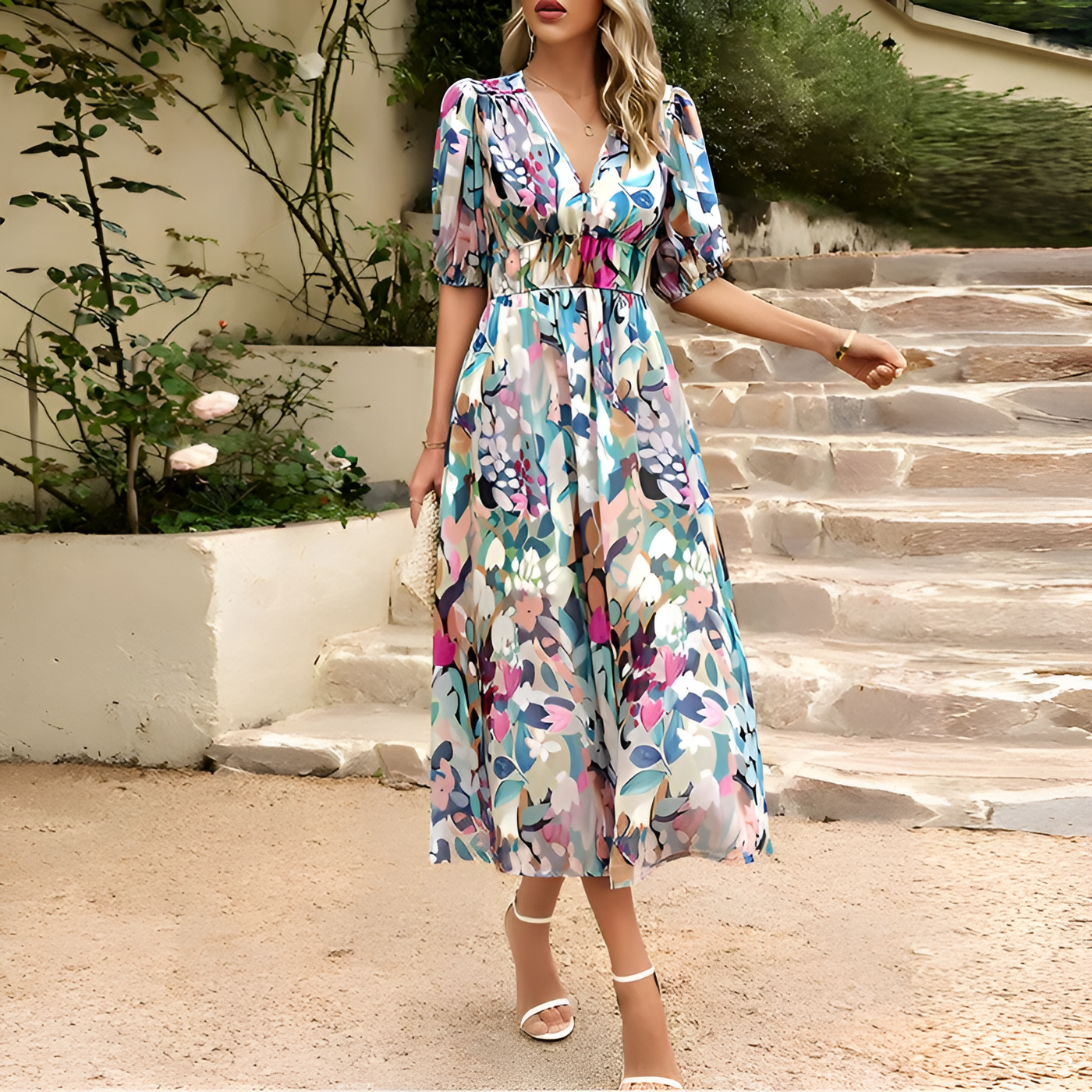 Charlotte - Elegant V-Neck Dress