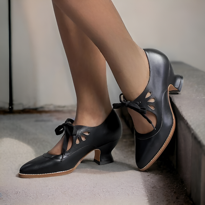 Amy - Women's Vintage Lace-Up Leather Heels