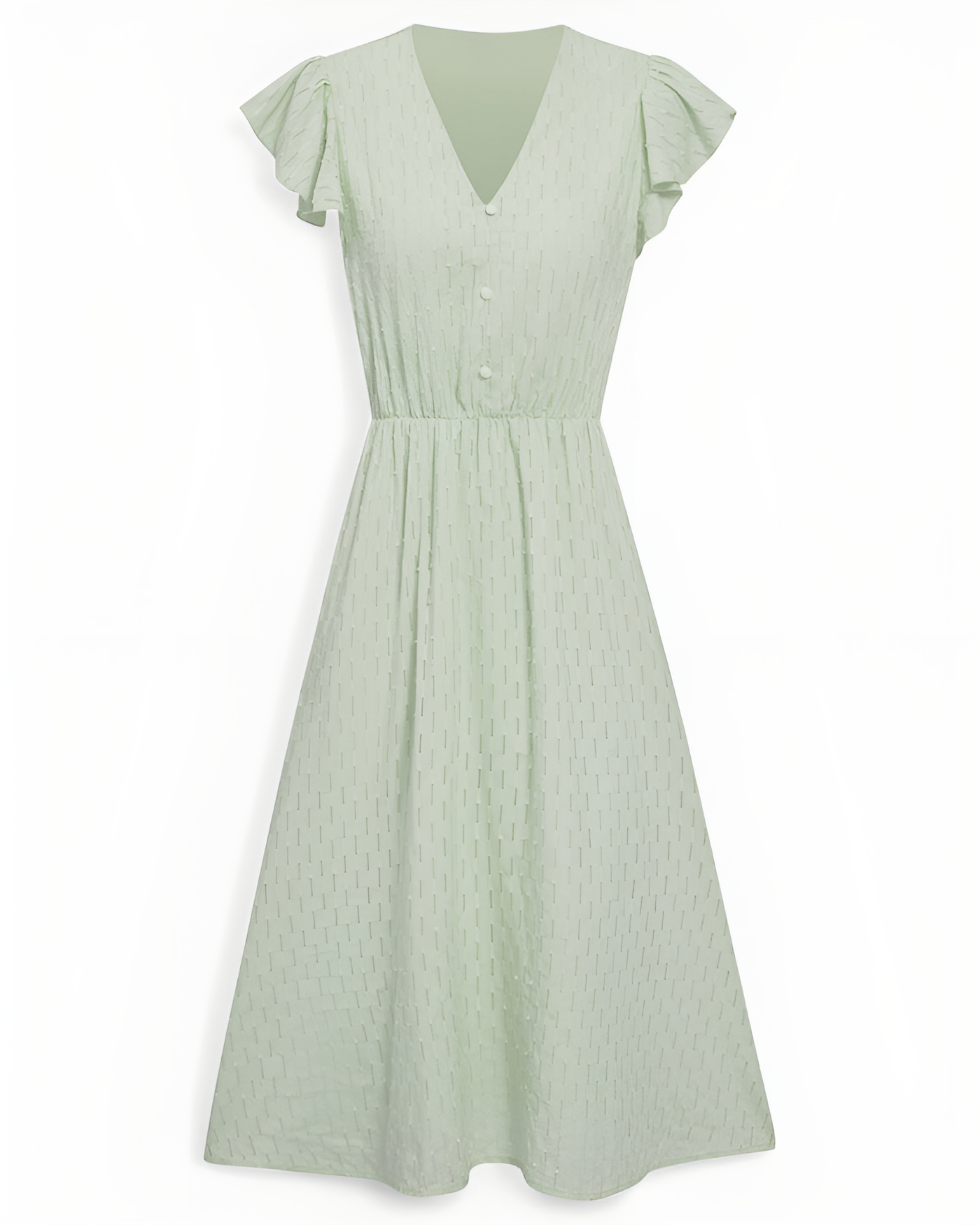 Tara - V-Neck Midi Dress with Flutter Sleeves