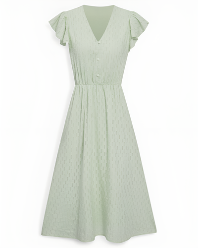 Tara - V-Neck Midi Dress with Flutter Sleeves
