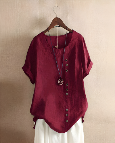 Kylie - Short-Sleeved Blouse with Round Neck