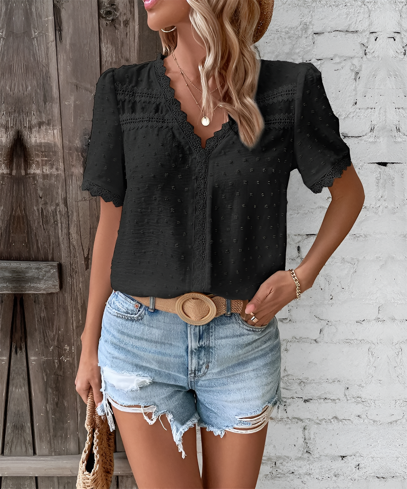 Maxime - Elegant V-Neck Summer Blouse