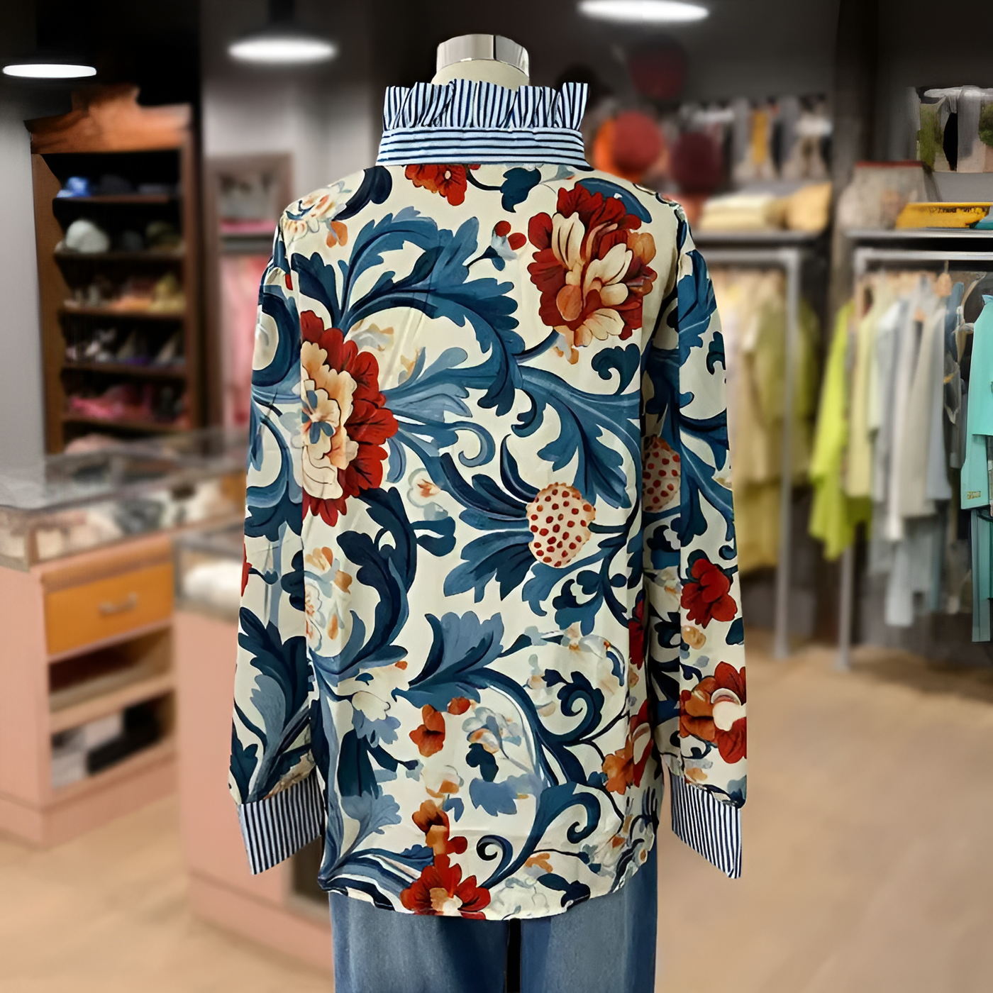 Sarah - Classy Vintage Floral Printed Blouse