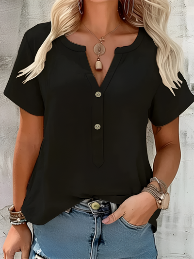 Megan - Fashionable V-neck And Short Sleeve Blouse