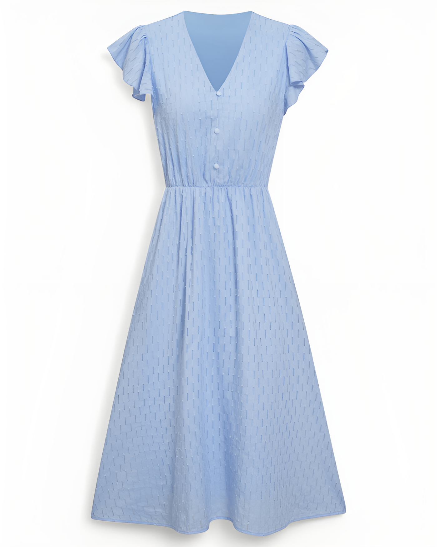 Tara - V-Neck Midi Dress with Flutter Sleeves