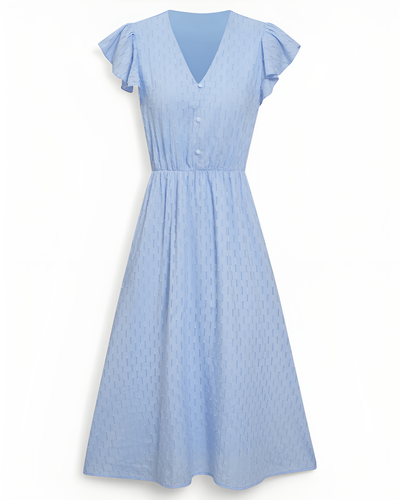 Tara - V-Neck Midi Dress with Flutter Sleeves