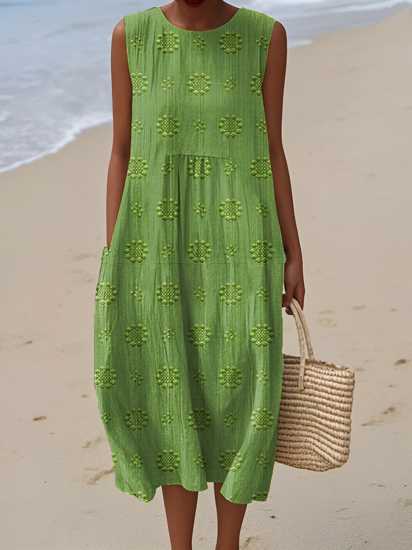 Keyla- Elegant Sleeveless Cotton Pocket Dress