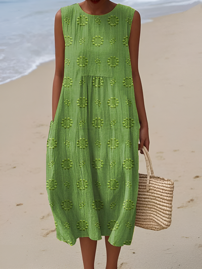 Keyla- Elegant Sleeveless Cotton Pocket Dress