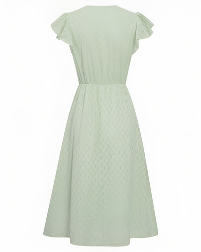Tara - V-Neck Midi Dress with Flutter Sleeves