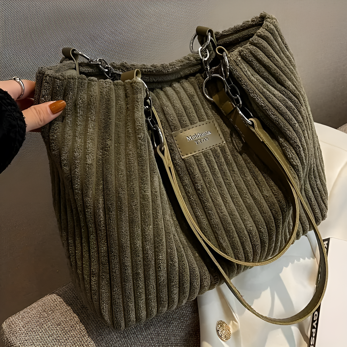 Lidia - Elegant Corduroy Tote Bag