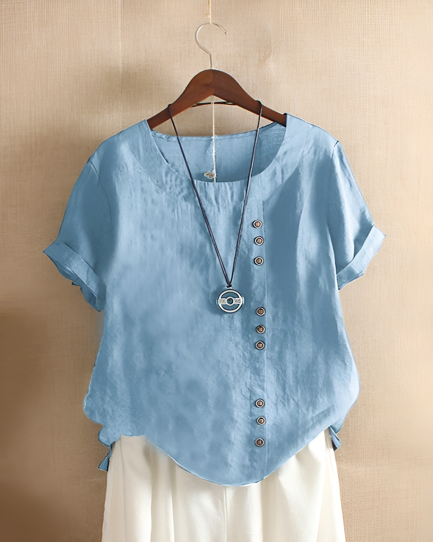 Kylie - Short-Sleeved Blouse with Round Neck