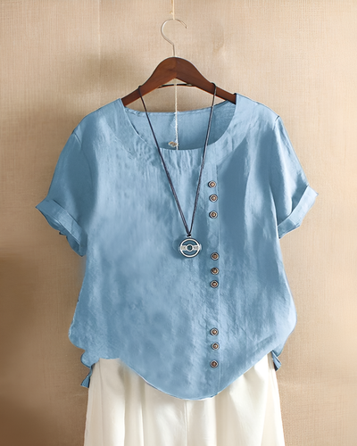 Kylie - Short-Sleeved Blouse with Round Neck