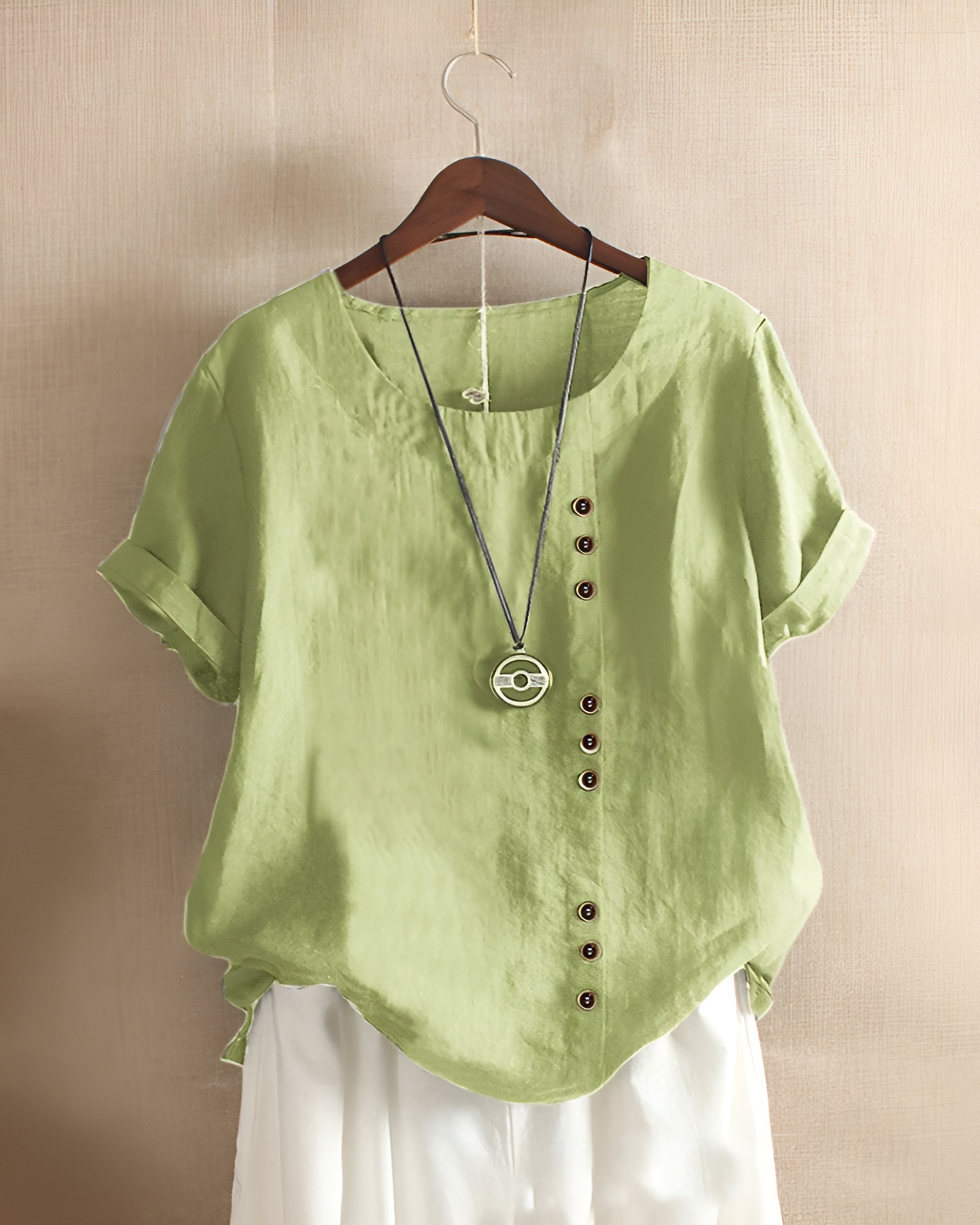 Kylie - Short-Sleeved Blouse with Round Neck